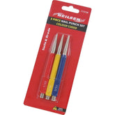 Neilsen 3pc Colour Coded Nail Punch Hand Mechanical Holes Drill Punches Set